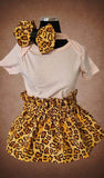 Baby and Toddler Cheetah Print Paper Bag Style Skirt w/Matching Headband(Onesie Not Included)