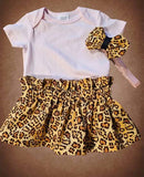 Baby and Toddler Cheetah Print Paper Bag Style Skirt w/Matching Headband(Onesie Not Included)