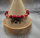 Red Themed Number Charm Stretch Bracelet